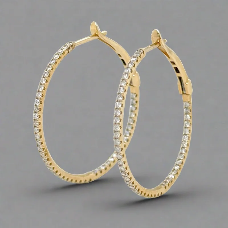 Women’s pearl earrings-14K Y Gold 0.72ctw G-H/SI2-I1 Diamond Hoop Earrings