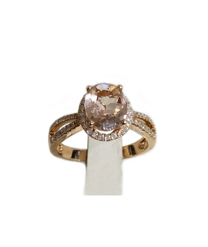 Women’s cushion cut rings-14k Rose Gold Morganite Ring