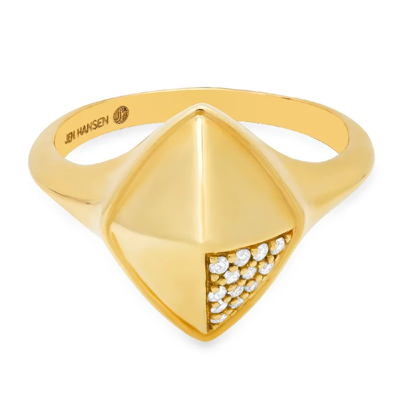 Women’s luxury rings-DIAMOND SHIELD RING, 14kt GOLD