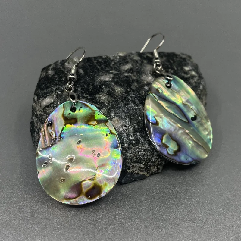 Women’s beaded earrings-Cedar House 1" Teardrop Abalone Earrings