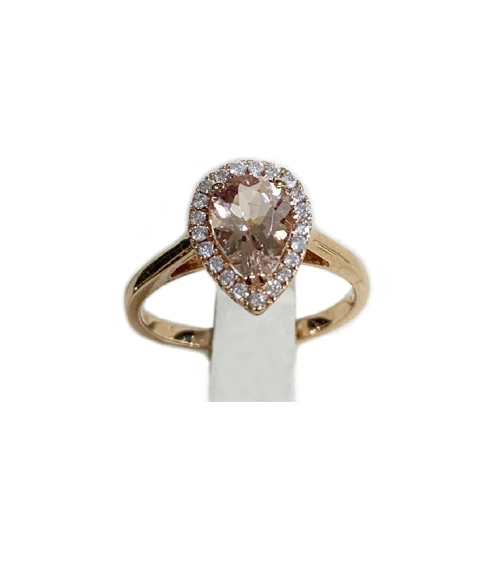 Women’s princess cut rings-14k Rose Gold Morganite Ring