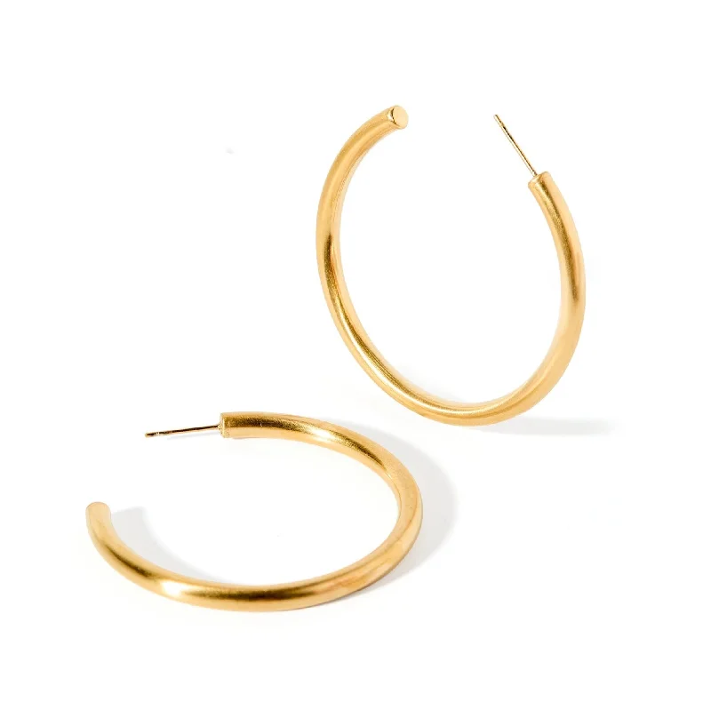 Women’s statement chandelier earrings-Linny Co | Stacy Matte Gold Tone Hoop Earrings