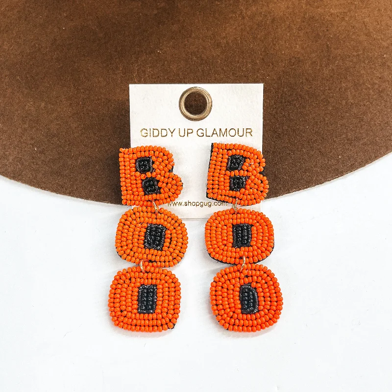 Women’s sapphire drop earrings-BOO Seedbeaded Earrings in Orange