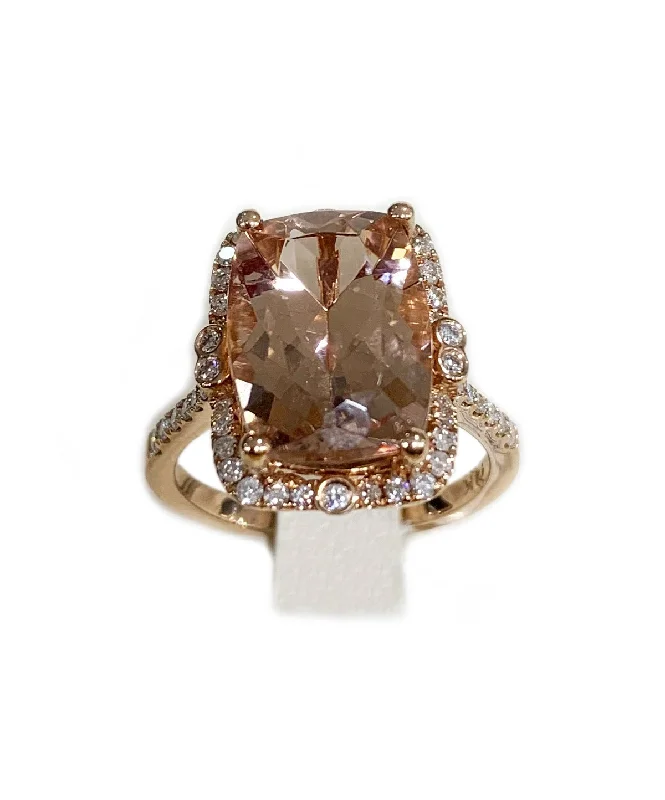 Women’s solitaire rings-14k Rose Gold Morganite Ring