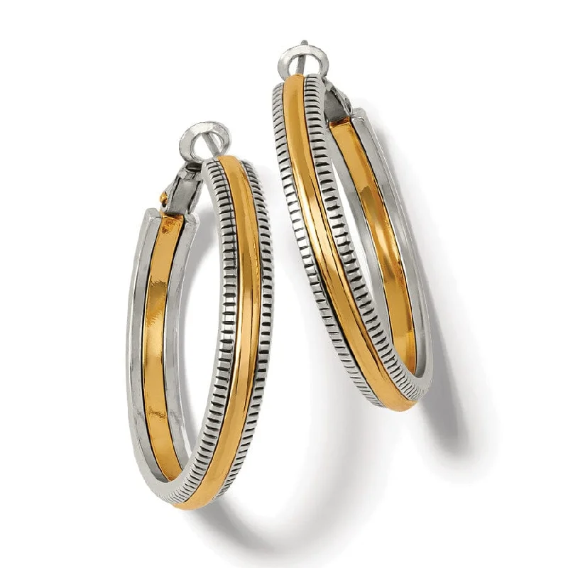 Women’s vintage earrings-Brighton | Interlock Heirloom Two Tone Hoop Earrings