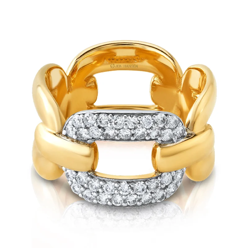 Women’s designer rings-DIAMOND BUCKLE RING, 14KT GOLD