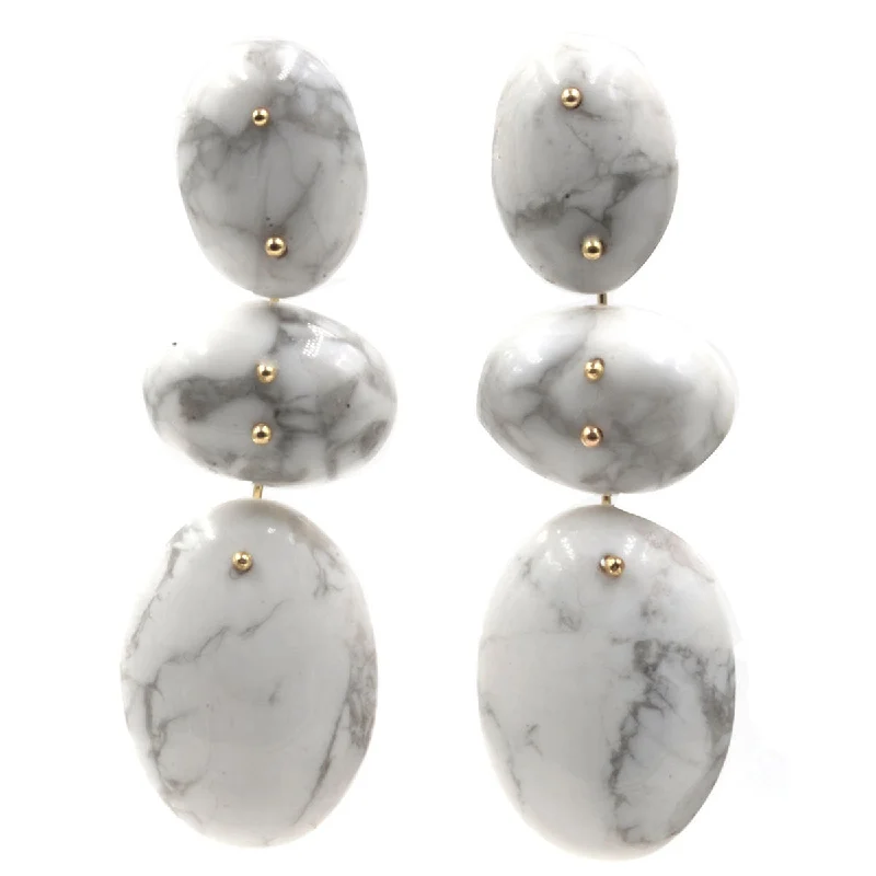 Women’s stacked earrings-Mobile Earrings Howlite