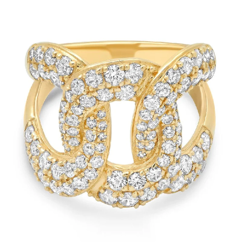 Women’s luxury diamond rings-LARGE DIAMOND BOND RING, GOLD