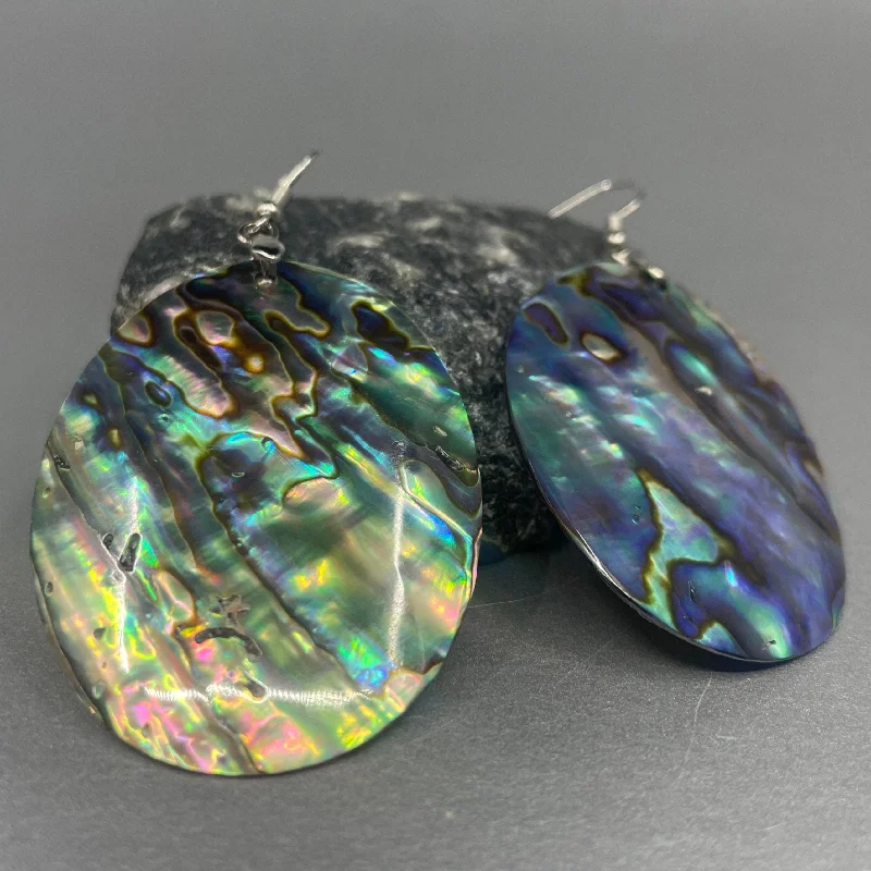 Women’s statement chandelier earrings-Cedar House 1.5" Oval Abalone Earrings