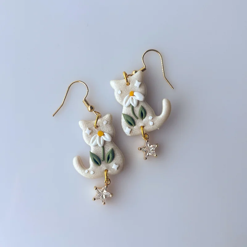 Women’s elegant drop earrings-DAISY STAR CAT EARRINGS