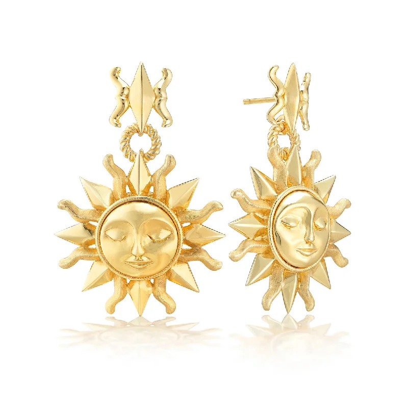 Women’s ear jackets-Soleil Drop Earrings - Gold