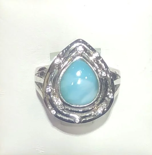 Women’s birthstone rings-Sterling Silver Larimar Ring