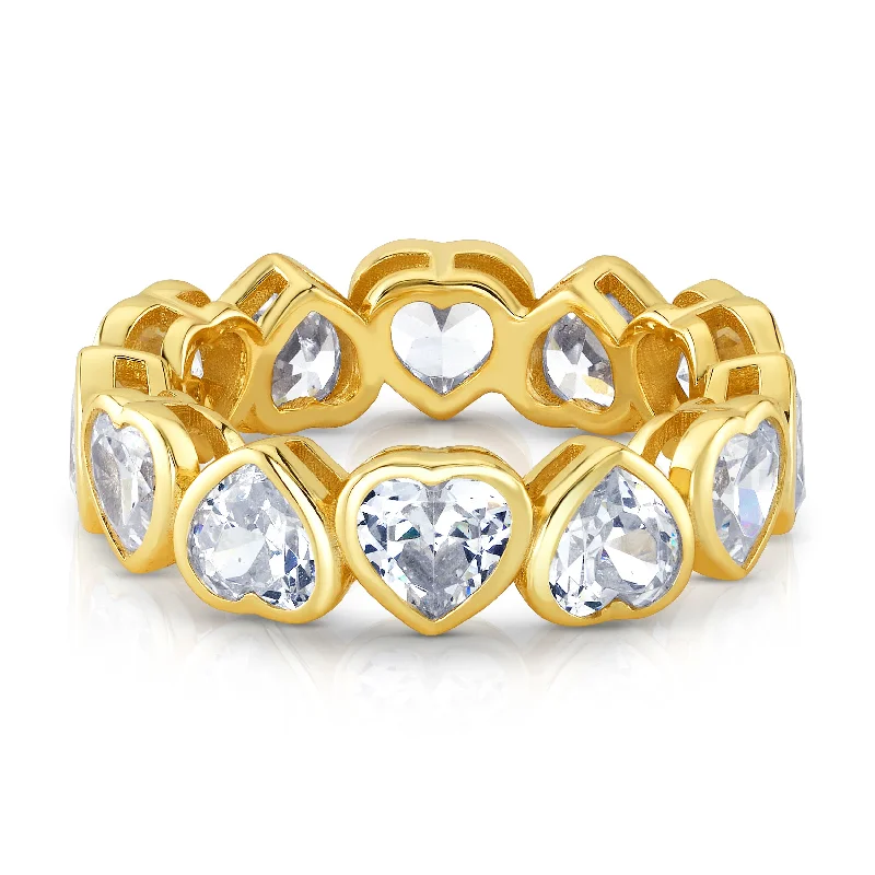 Women’s sapphire rings-CZ HEART RING, GOLD