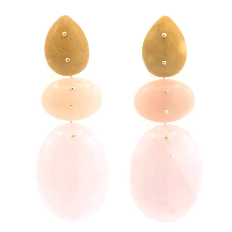 Women’s stud earrings-Mobile Earrings Jasper Aventurine Rose Quartz Light