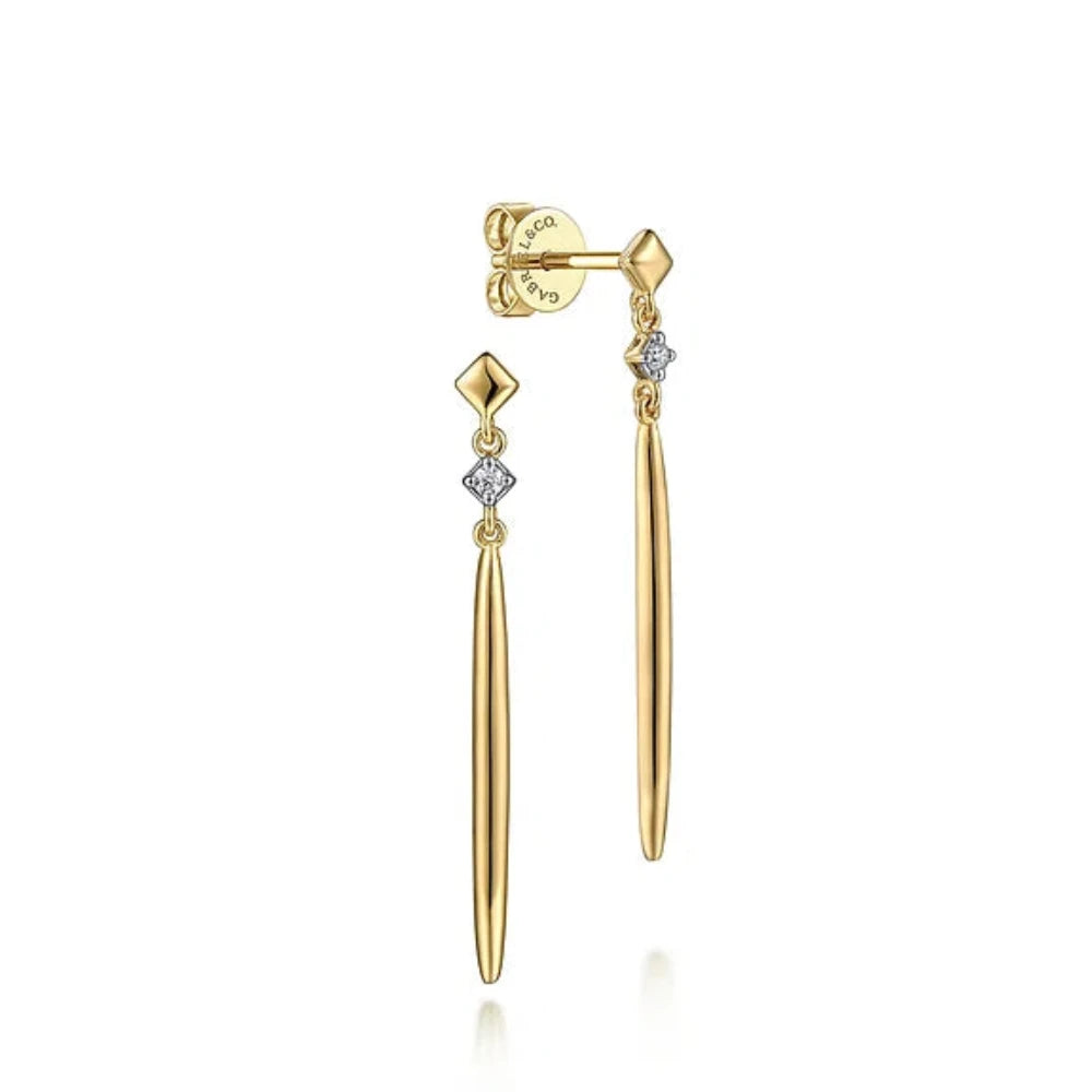 Women’s heart diamond earrings-14K Y Gold 0.04ctw Diamond Drop Earrings