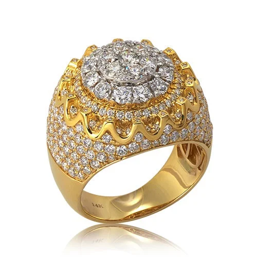 Women’s fashion statement rings-14K 4.65CTW DIAMOND DOME MENS RING