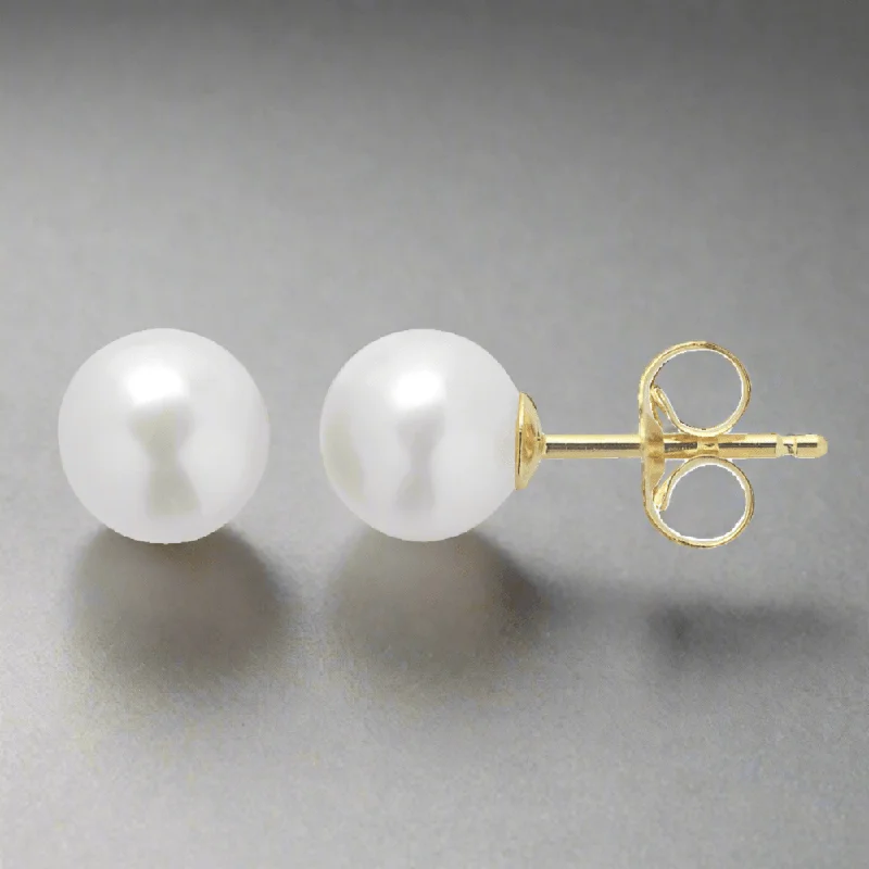 Women’s celestial earrings-14K Y Gold 5.5X6mm Cultured Akoya Pearl Stud Earrings