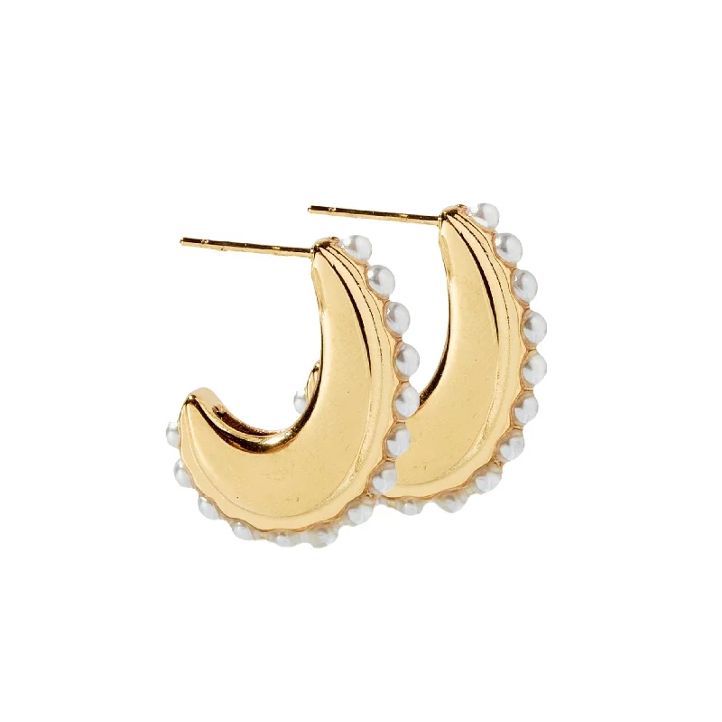 Women’s rainbow crystal earrings-Linny Co | Wren Hoop Earrings with Pearl Outline