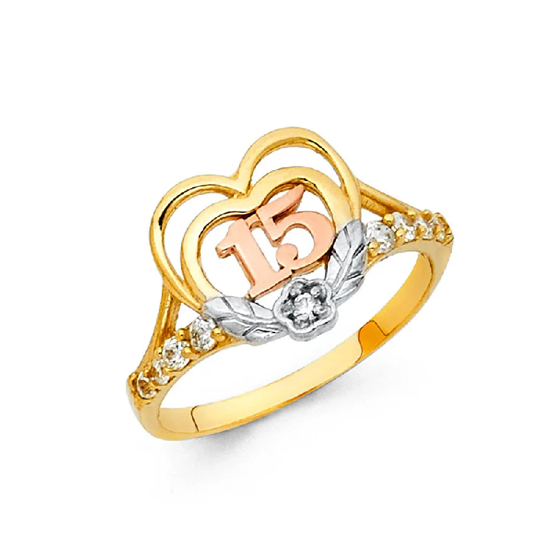 Women’s love rings-14K 15 YRS CZ RINGS