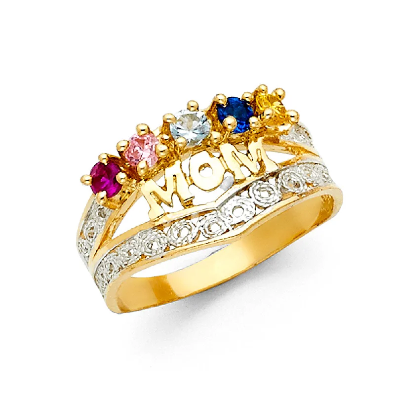 Women’s engagement rings with gemstones-14K CZ MOTHERS RING