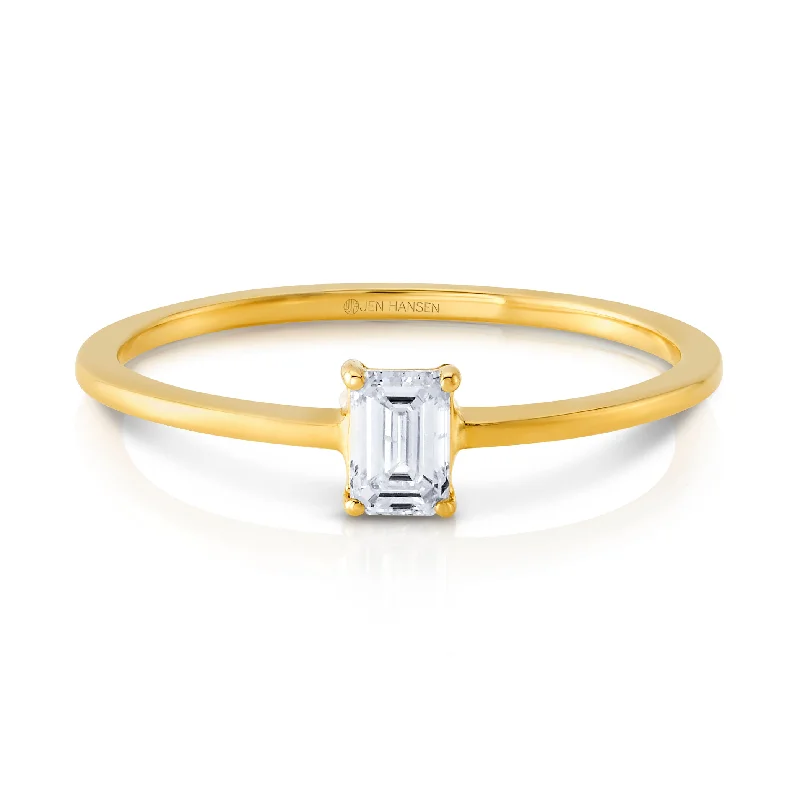 Women’s gold engagement rings-SOLITAIRE DIAMOND PRINCESS RING, 14kt gold