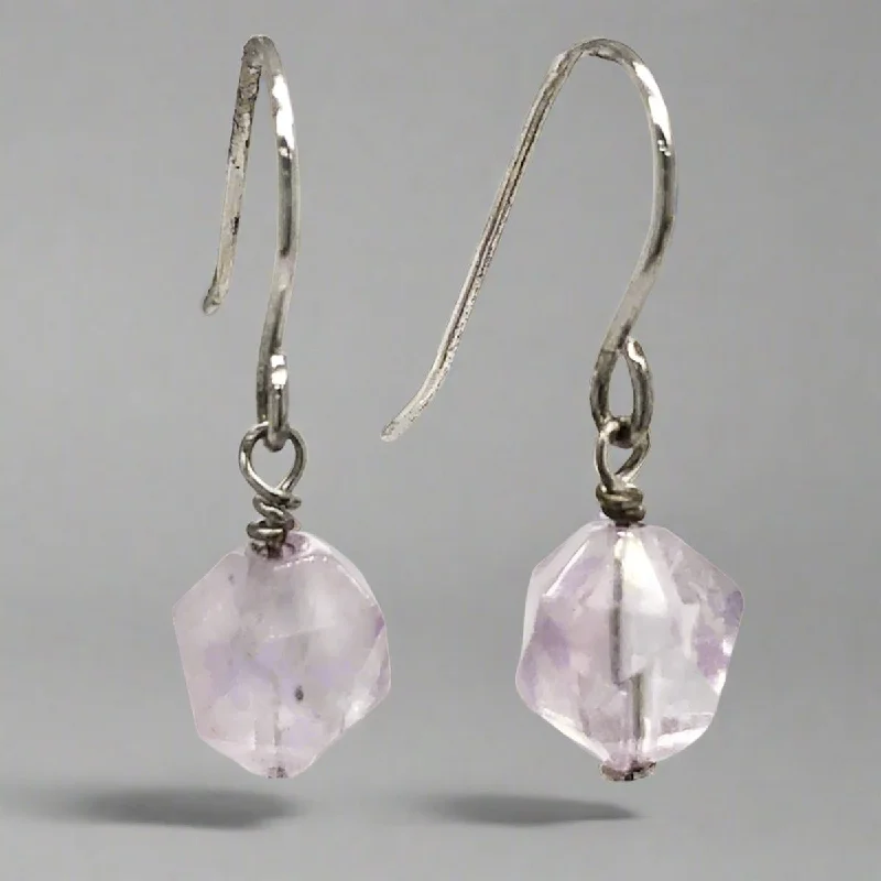 Women’s pearl drop earrings-SS Faceted Rough Amethyst Dangle Earrings