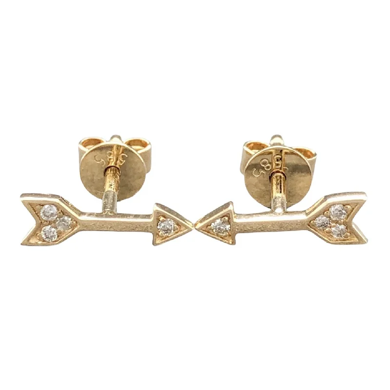 Women’s huggie earrings-14K Y Gold 0.04cttw Diamond Arrow Earrings