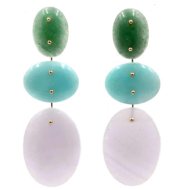 Women’s gold earrings-Mobile Earrings Aventurine, Amazonite, Fluorite