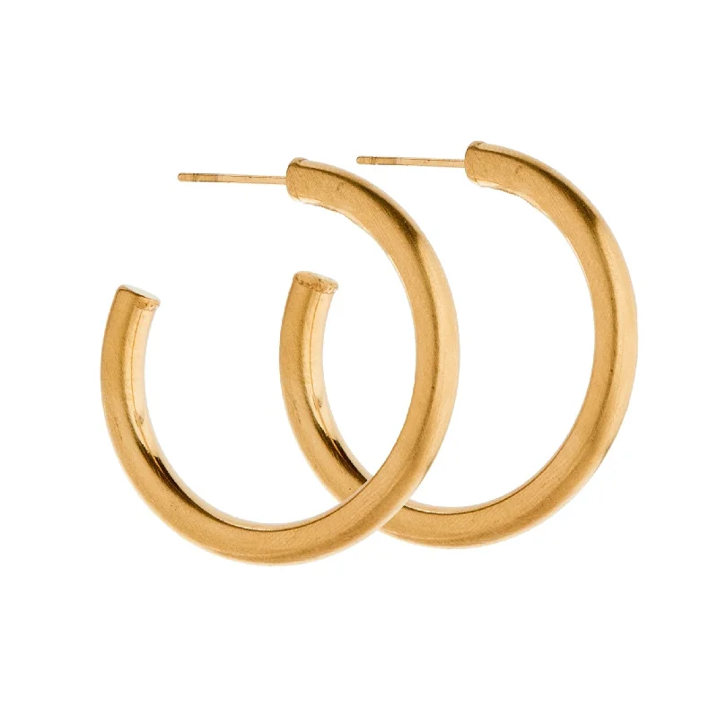 Women’s minimalist earrings-Linny Co | Avery Matte Gold Tone Hoop Earrings