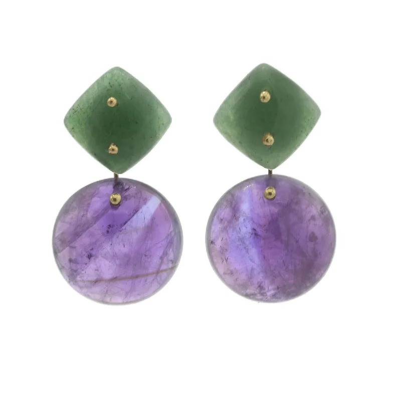 Women’s sterling silver hoop earrings-Mobile Earrings Aventurine Amethyst