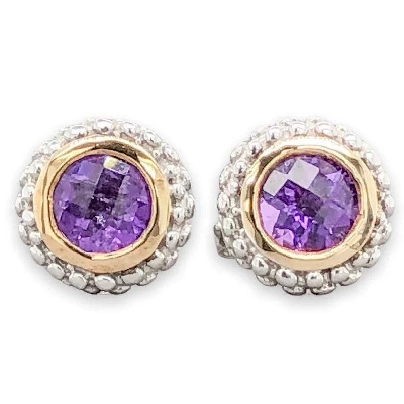 Women’s crystal stud earrings-SS Round 0.8cttw Amethyst Stud Earrings