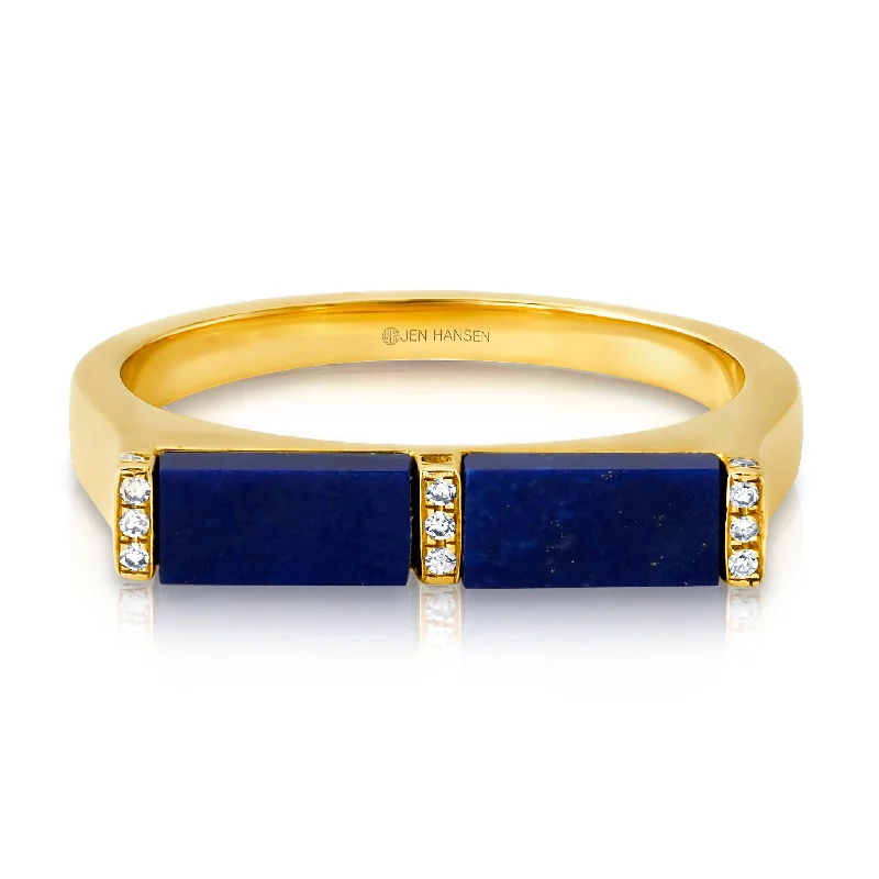 Women’s twist rings-DIAMOND LAPIS RING, 14KT GOLD