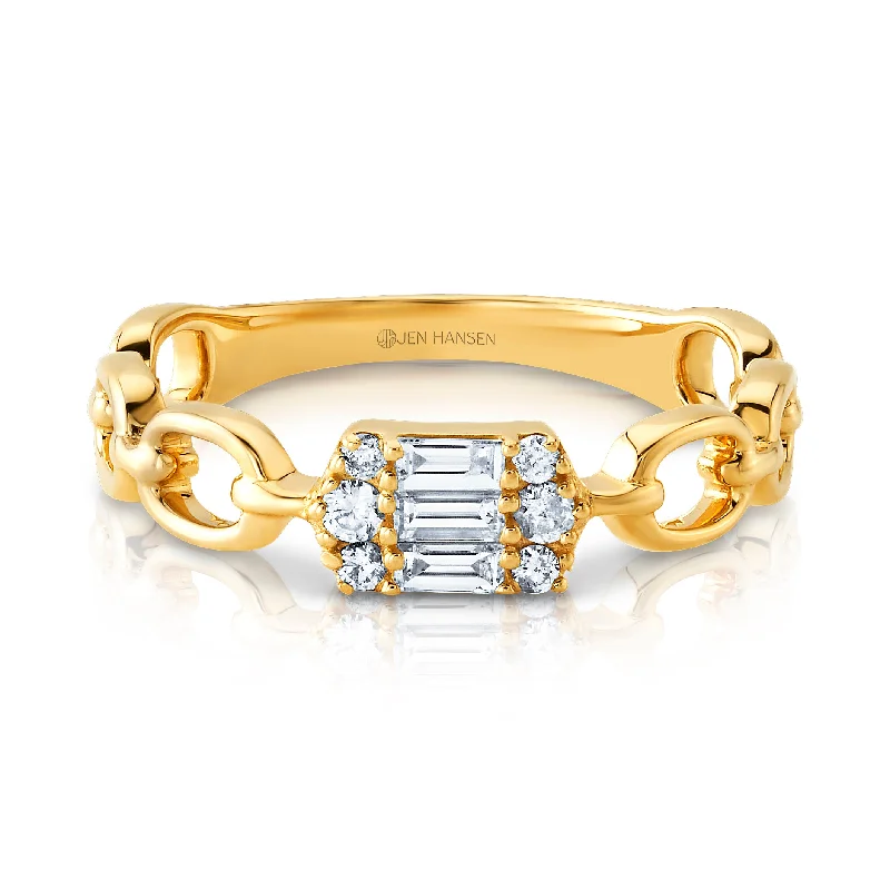 Women’s infinity rings-Elegant diamond baguette ring, 14kt gold