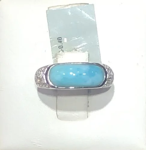 Women’s custom-designed rings-Sterling Silver Larimar Ring