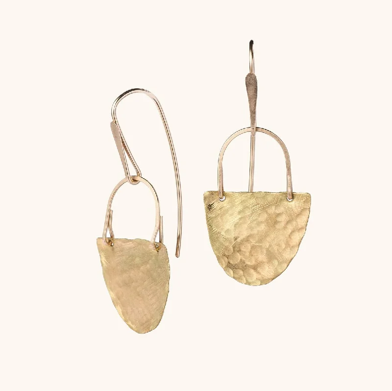 Women’s gold drop earrings-Half Disk Earrings