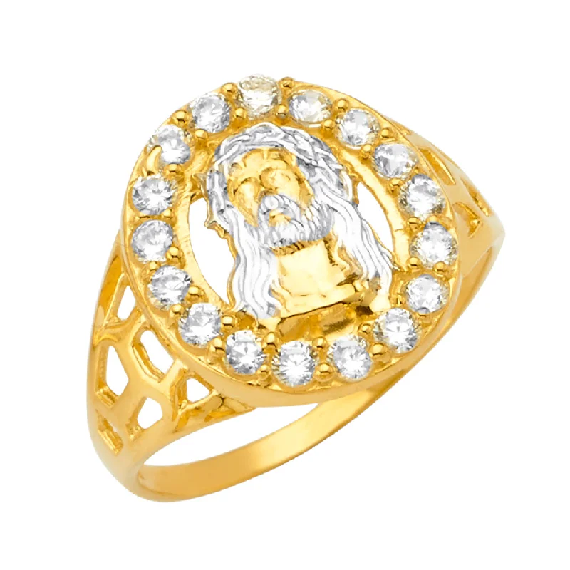 Women’s celestial rings-14K Jesus Men's CZ Ring