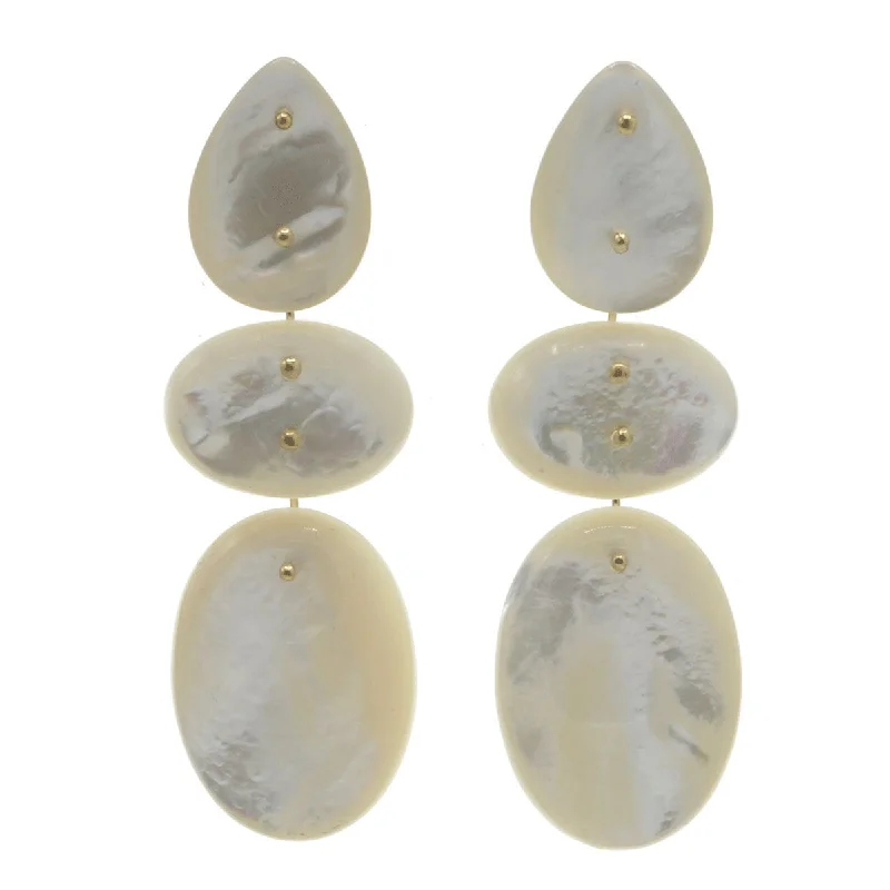 Women’s silver earrings-Mobile Earrings Mother of Pearl Triple