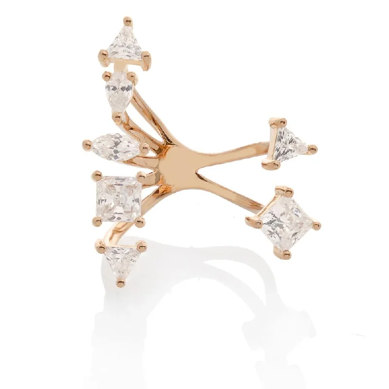 Women’s halo rings with diamonds-SEVEN SHAPES RING, ROSE GOLD