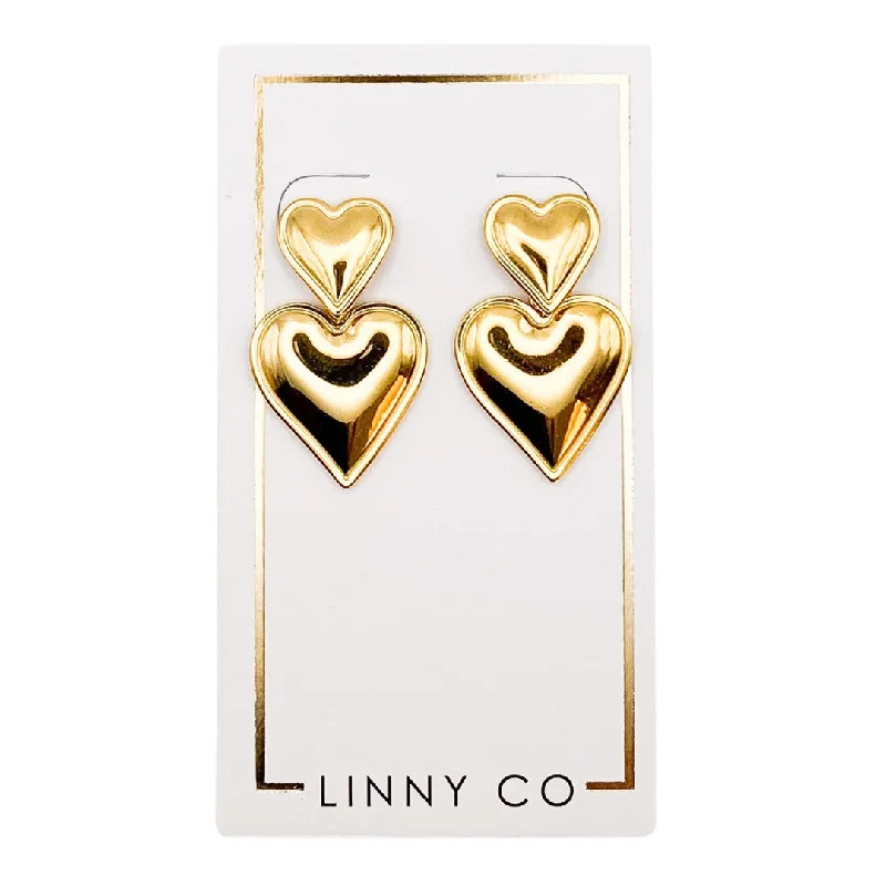 Women’s twisted earrings-Linny Co | Esme Gold Tone Heart Drop Earrings