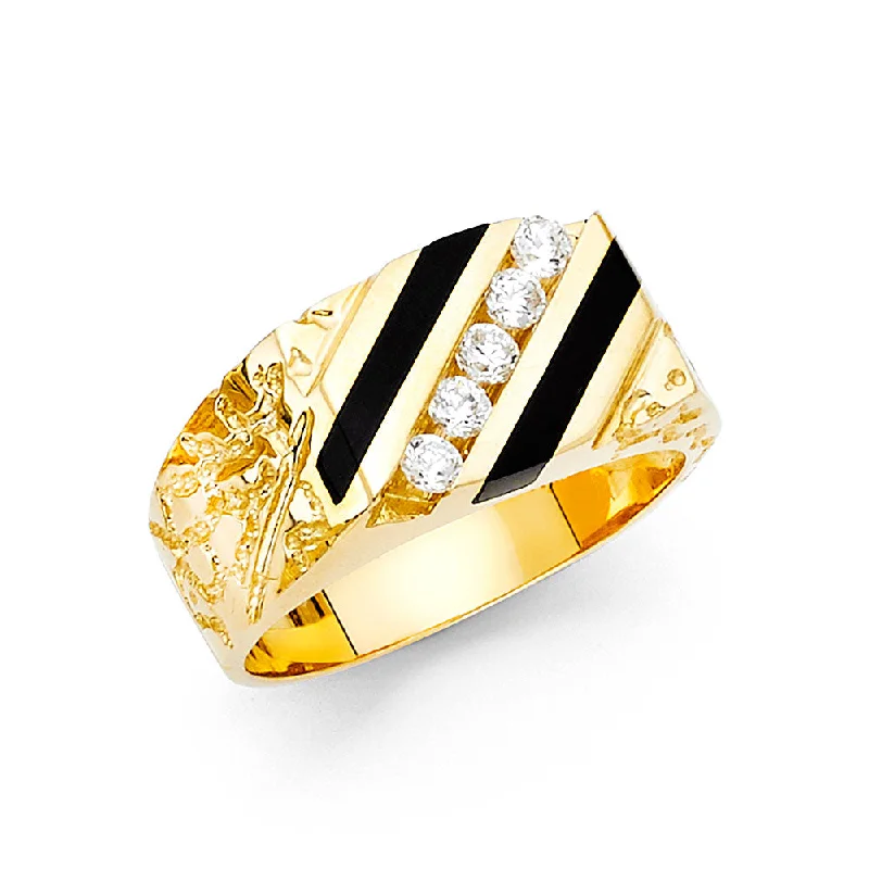 Women’s silver and gold rings-14KY ONYX MENS RING