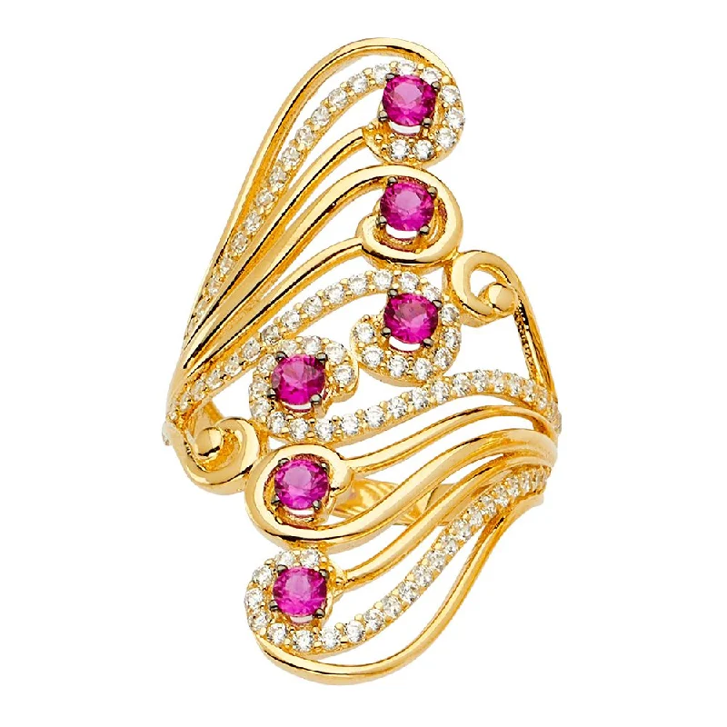 Women’s trendy rings-14KY Multi Line MP CZ Ring