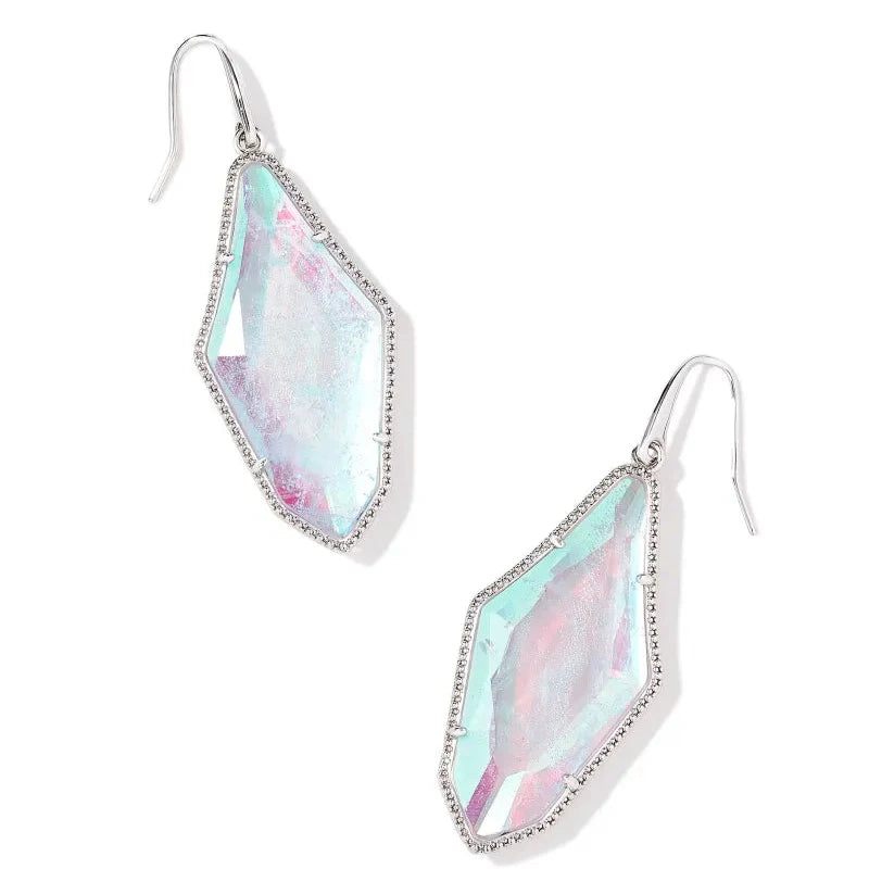 Women’s infinity earrings-Kendra Scott | Evelyn Silver Drop Earrings in Rock Crystal Dichoric