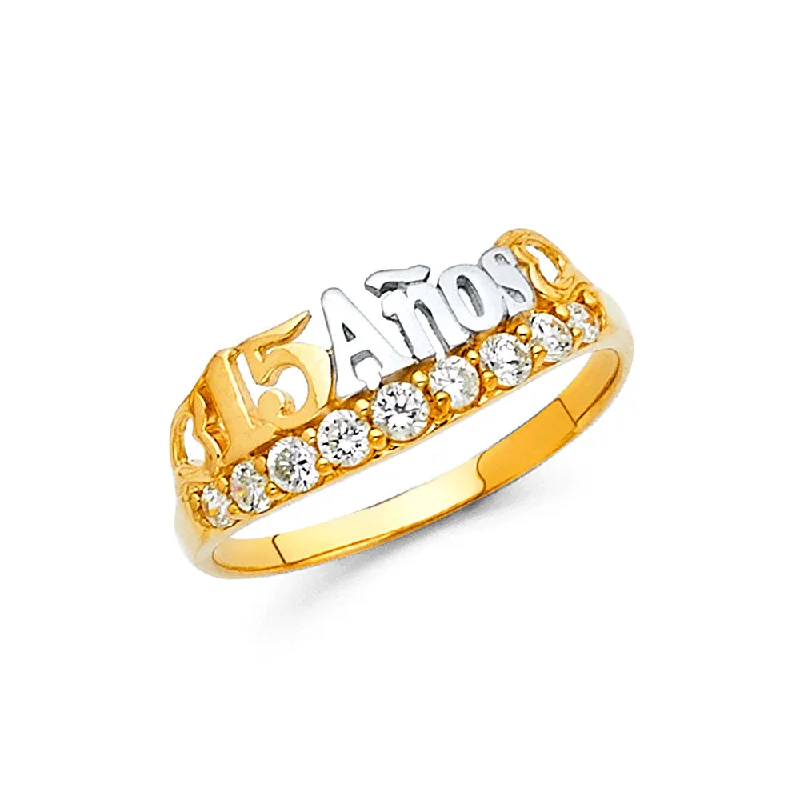 Women’s personalized rings-14K 15 YRS CZ RINGS