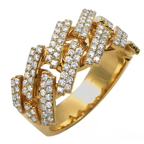 Women’s silver and gold rings-14K 1.35CTW  DIAMOND MENS SQUARE LINK MIAMI CUBAN RING