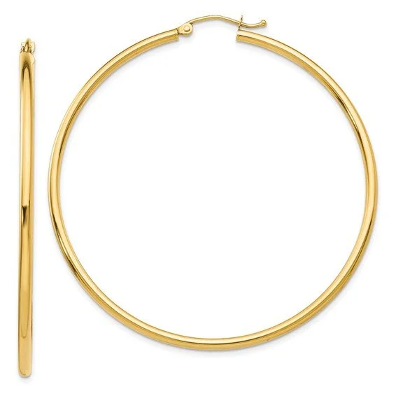 Women’s minimalist stud earrings-14K Y Gold Polished 2x55mm Tube Hoop Earrings