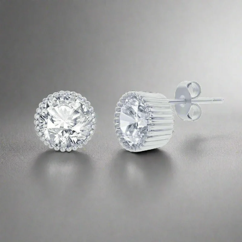 Women’s minimalist stud earrings-SS 9mm CZ Stud Earrings