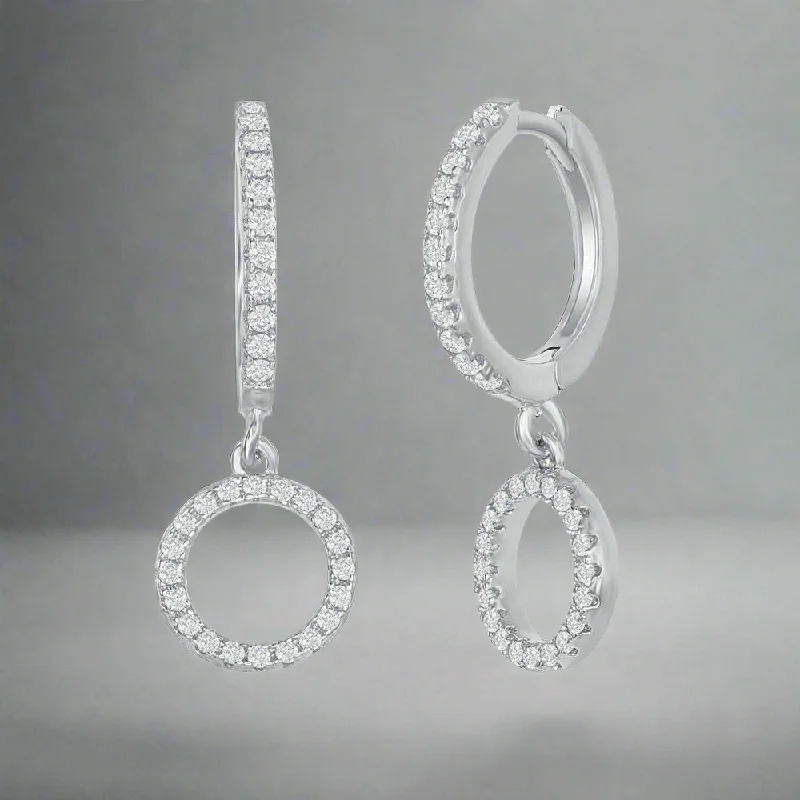 Women’s chandelier earrings-SS Small Huggie Hoop CZ Circle Earrings