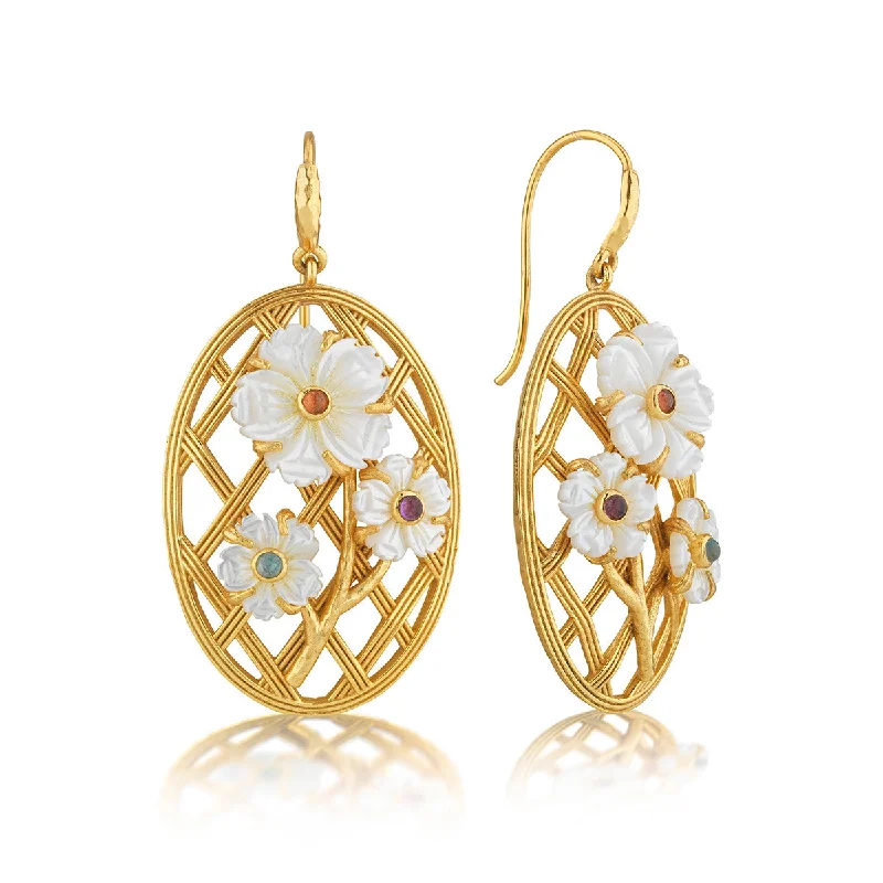 Women’s hoop earrings with crystals-Villandry Lattice Earrings - Multi