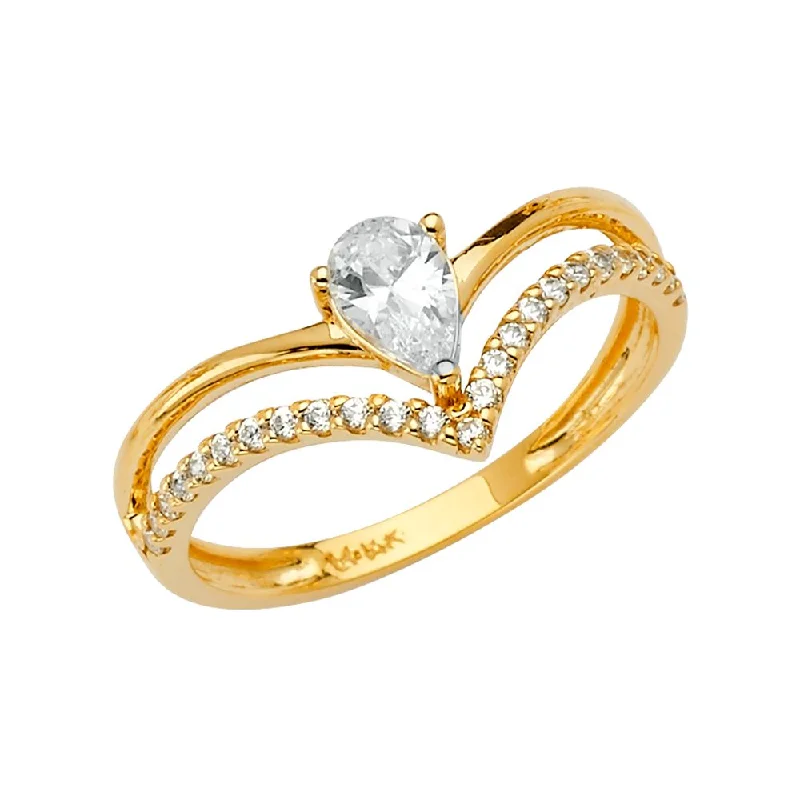 Women’s rose gold solitaire rings-14KY Fancy CZ Ring