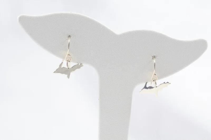 Women’s hoop earrings for brides-Small Yellow Gold Upper Peninsula Dangle Earrings